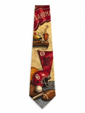 Oklahoma Sooners OU Eagles Wings 100% Silk Football Necktie NCAA Mens